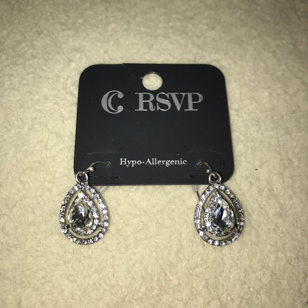 DONATED Teardrop Rhinestone Earrings - Picture 1 of 6
